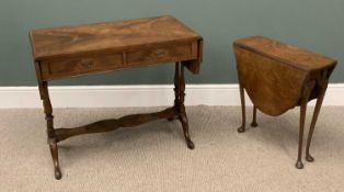 REPRODUCTION WALNUT SOFA TABLE & ANOTHER the sofa-table with two drawers, 72 (h) x 91/136 (w) x