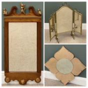 THREE VARIOUS MIRRORS comprising Art Deco tinted petal-form wall mirror, 76 x 76cms, standing