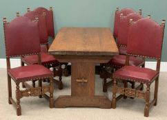 EARLY 20TH CENTURY OAK REFECTORY TABLE with adzed type surface, 77 (h) x 160 (w) x 80.5cms (d) and a