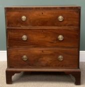 PLUS LOT 17 - GEORGIAN TYPE MAHOGANY CHEST of three drawers with brass drop handles, on bracket