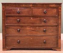 VICTORIAN MAHOGANY CHEST of two over three long drawers with cross-banding and diamond inlay detail,