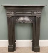 COMPACT CAST IRON FIRE SURROUND, decorative example, 91 (h) x 71 (w) x 12cms (d) Provenance: private