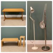 MODERN LIGHT OAK REFECTORY TYPE TABLE, 71 (h) x 152 (w) x 76cms (d), two other light wood effect