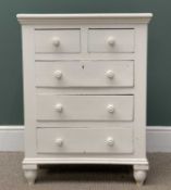 PAINTED ANTIQUE PINE CHEST of two over three long drawers, a compact, shallow example, 81 (h) x