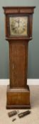 18TH CENTURY OAK BRASS FACED LONGCASE CLOCK, T. Simpson of Durham, 182 (h) x 47 (w) x 27cms (d)