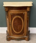 REPRODUCTION KINGWOOD CABINET with shaped marble top, crossbanding and string detail throughout,