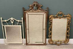 ORNATE MIRRORS three reproduction with garland and alike decoration, 128 x 63cms the largest