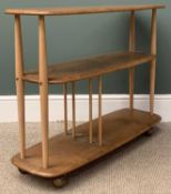 ERCOL 'MINI GIRAFFE' THREE SHELF BOOKCASE TROLLEY, 71 (h) x 92 (w) x 32cms (d) Provenance: