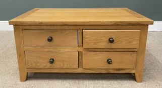 MODERN LIGHT OAK COFFEE TABLE with four drawers, 51 (h) x 100 (w) x 60cms (d) Provenance: private