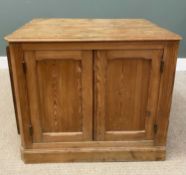 PITCH PINE CUPBOARD with two opening doors and end door, 81 (h) x 90 (w) x 67cms (d) Provenance: