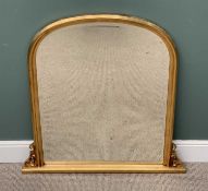 OVERMANTEL GILT FRAME BEVELLED GLASS WALL MIRROR being a reproduction example with dome top, 106 x