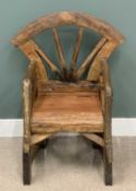 RUSTIC PINE & OAK WAGON WHEEL ARMCHAIR, 109 (h) x 89 (w) x 70cms (d) Provenance: deceased estate