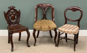 CHAIR ASSORTMENT (3) to include a shield back hall chair and two other antique chairs Provenance: