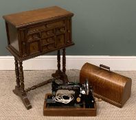 MULTI-DRAWER SEWING TABLE, 20th century mahogany, on turned and stretchered supports, 78 (h) x 53 (