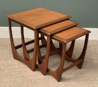 G-PLAN TEAK MID-CENTURY TYPE NEST OF THREE COFFEE TABLES, 51 (h) x 51 (w) x 50cms (d) the largest