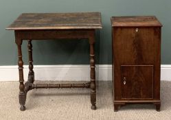 19TH CENTURY OAK OBLONG SIDE TABLE with turned and block supports and stretcher, 75 (h) x 78 (w) x