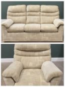 G-PLAN THREE SEATER SOFA, 102 (h) x 202 (w) x 86cms (d) with matching armchair Provenance: private