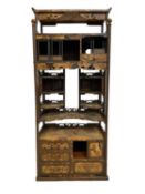 JAPANESE PARQUETRY SHODANA, Meiji Period, fitted with an arrangement of shelves, sliding doors,