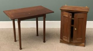 SMALL MAHOGANY SIDE TABLE on turned supports and a two-door wall hanging cupboard Provenance: