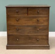 STAINED PINE CHEST of two short over three long drawers, 114 (h) x 115 (w) x 56cms (d) Provenance: