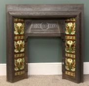 VICTORIAN CAST IRON & TILE BACKED FIRE SURROUND, 98 (h) x 97 (w) x 12cms (d) Provenance: private