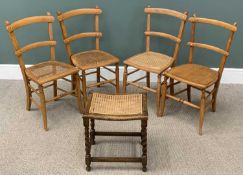 VINTAGE CANE SEATED CHAIRS (3), 83 (h) x 38 (w) x 38cms (d), another similar chair and a cane seated