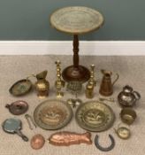 BRASSWARE & OTHER METALWARE including side table Provenance: private collection Anglesey