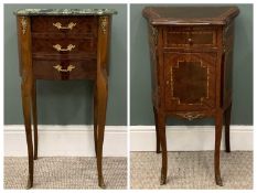 REPRODUCTION FRENCH KINGWOOD FURNITURE to include marble top three drawer chest with brass mounts to