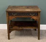 CIRCA 1900 OAK SIDE TABLE with single drawer and base shelf, 77 (h) x 81 (w) x 52cms (d) Provenance: