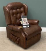SHERBOURNE ELECTRIC RECLINER ARMCHAIR with brown leather effect upholstery and button back, 113 (