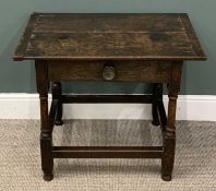 19TH CENTURY SINGLE DRAWER LOWBOY on turned and block supports, 68 (h) x 81 (w) x 51cms (d)