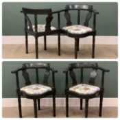 SET OF CHAIRS INCLUDING CONVERSATION SEAT painted and upholstered, 83 (h) x 125 (w) x 57cms (d)