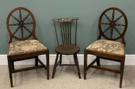 THREE CHAIRS comprising pair of unusual wheelback chairs and a single comb-back Provenance:
