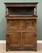 WELSH OAK TRIDARN with believed associated carved hood and initials and date 