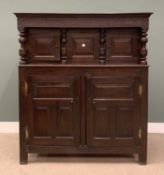 WELSH DARK OAK DEUDDARN, with carved initials and date 