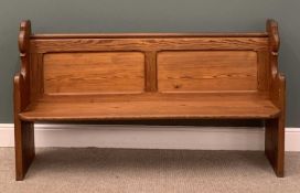 PITCH PINE CHURCH PEW, 97 (h) x 169 (w) x 49cms (d) Provenance: private collection Denbighshire
