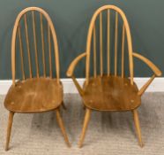 ERCOL LIGHTWOOD HOOP & STICKBACK CHAIRS (2) including one elbow chair Provenance: private collection