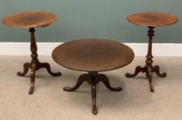 MAHOGANY TRIPOD TABLES to include two similar, 69 (h) x 52cms (diam.) the largest, and 46 (h) x