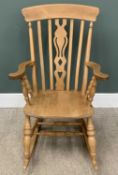 PINE FARMHOUSE ROCKING CHAIR, 98 (h) x 67 (w) x 85cms (d) Provenance: private collection Anglesey