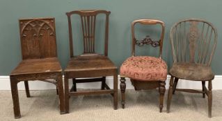 FOUR VARIOUS VINTAGE CHAIRS including farmhouse and wheelback Windsor Provenance: private collection