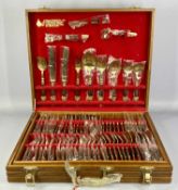 CANTEEN OF TAIWANESE GILDED METAL & WOOD CUTLERY, approx. 144 pieces, in wooden case with lift out