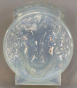 FRENCH MAURICE MODEL OPALESCENT LIDDED VASE, moulded in relief with a female face with flowing