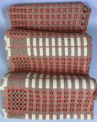 TRADITIONAL WELSH BLANKET, red, cream and grey geometric pattern, double sided, approx. 224 x 178cms