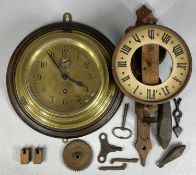 BRASS CASED SHIPS BULK HEAD CLOCK, polished dial with black Arabic numerals and subsidiary seconds