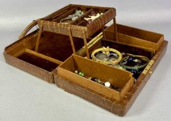 MAPPIN & WEBB NICE-MONTE-CARLO CROCODILE SKIN JEWELLERY CASE with gilt metal fittings, the