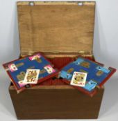 MAHOGANY CASE containing 32 sets of bridge cards in suites Provenance: private collection Conwy