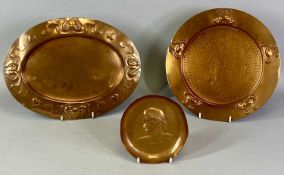 ARTS & CRAFTS/ART NOUVEAU COPPERWARE, Newlyn circular shallow dish, ancient Egyptian head, 14cms (