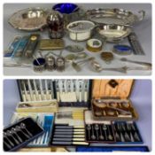 PLATED WARE & CUTLERY, a large collection including cased set of fish knives and forks with silver