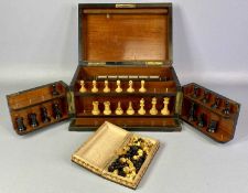 VICTORIAN CORAMANDEL GAMES COMPENDIUM, hinged cover and two front doors, containing a boxwood and