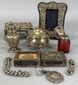 GROUP OF SMALL SILVER ITEMS VICTORIAN & LATER, rectangular matchbox holder with repousse